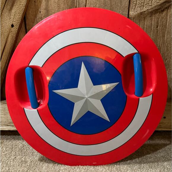 Round Marvel Captain America Shield Caster Roller Ride On Sit Scooter Racer 19" - Picture 1 of 8